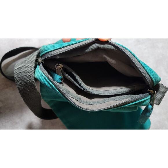 Duluth Trading Co Canvas Bag Blue Green Crossbody Purse Zipper Strap Organizer - Picture 5 of 5